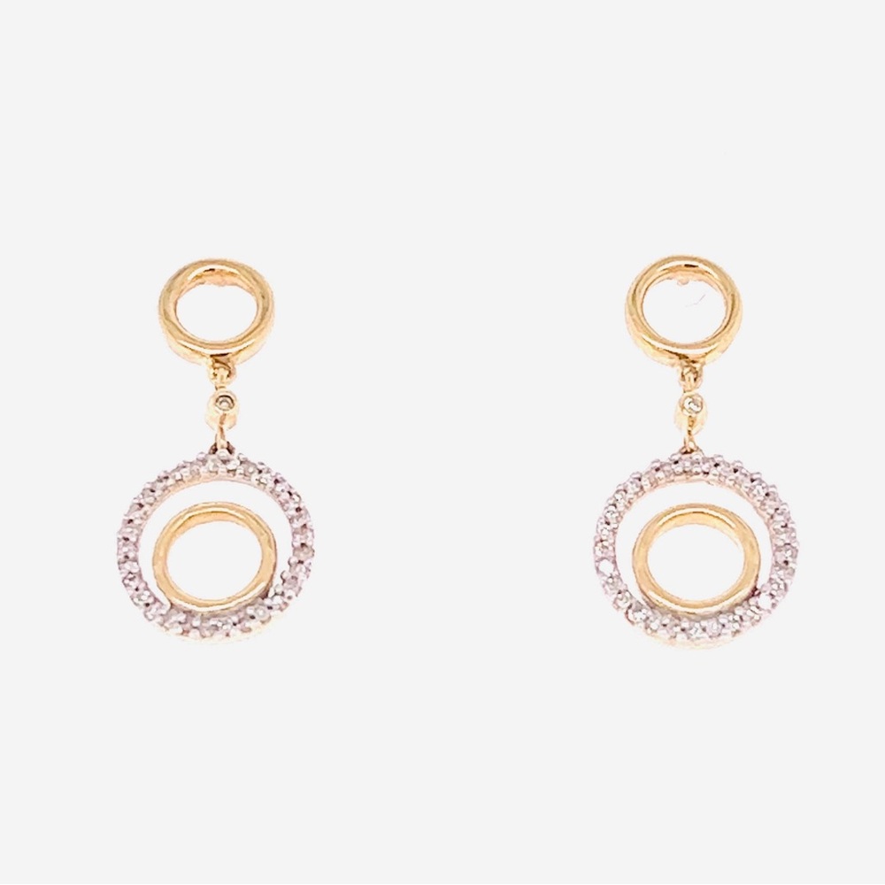 10k diamonds circles drops earrings.